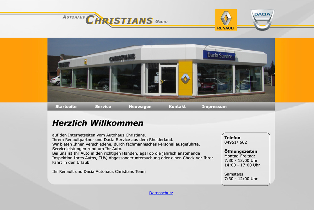 alte Website Autohaus Christians