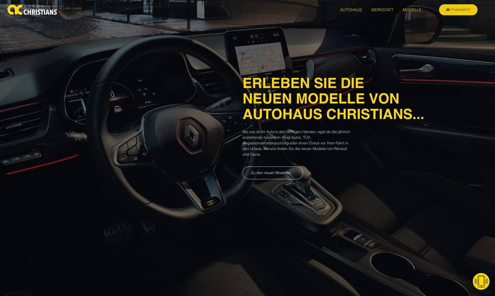 Website Autohaus Christians Startseite