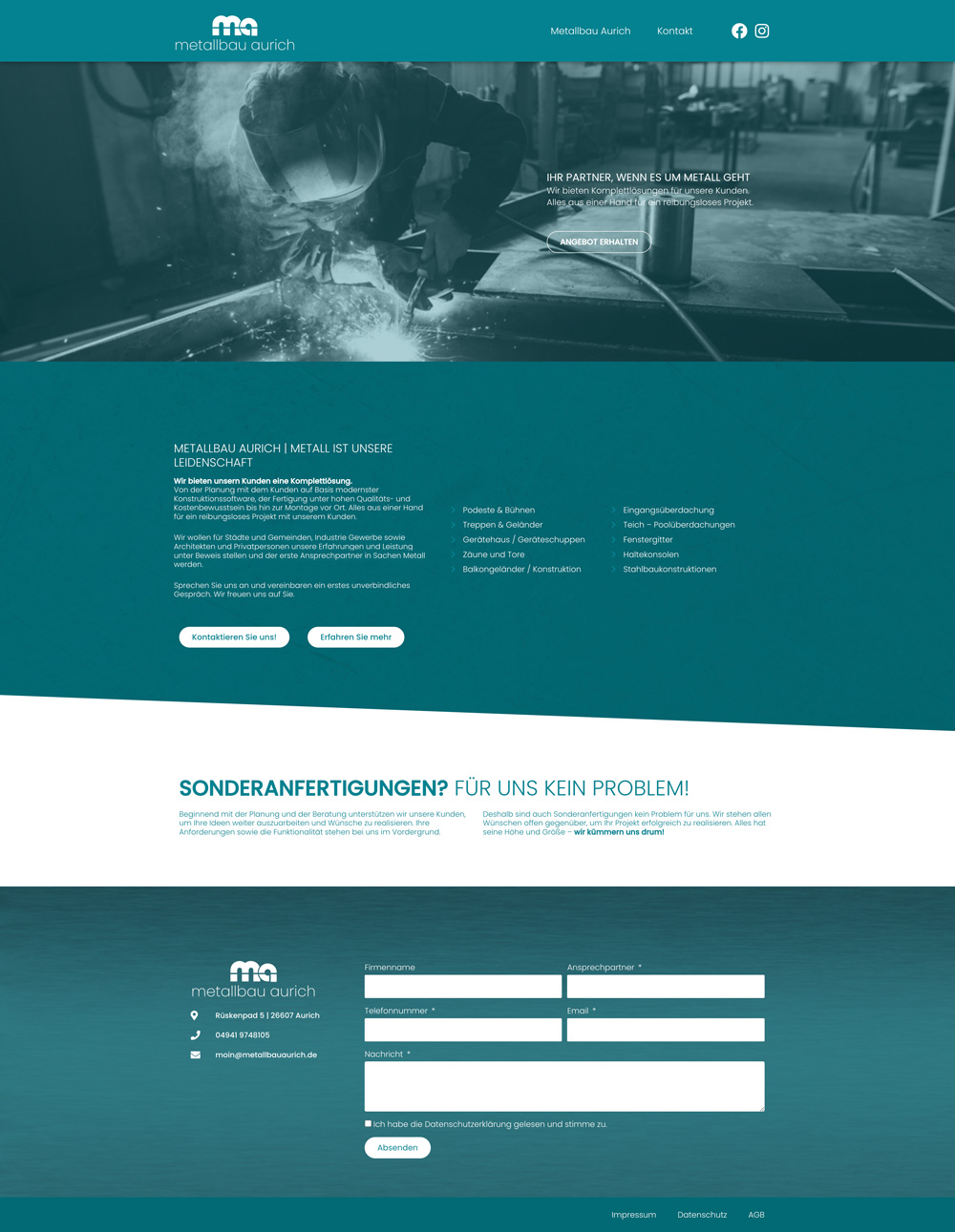 Website Metallbau Aurich